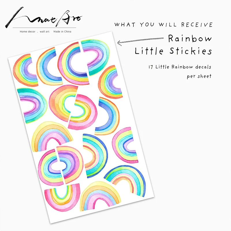 Тканевая Наклейка на стену радуга Детская Акварельная наклейка настенные