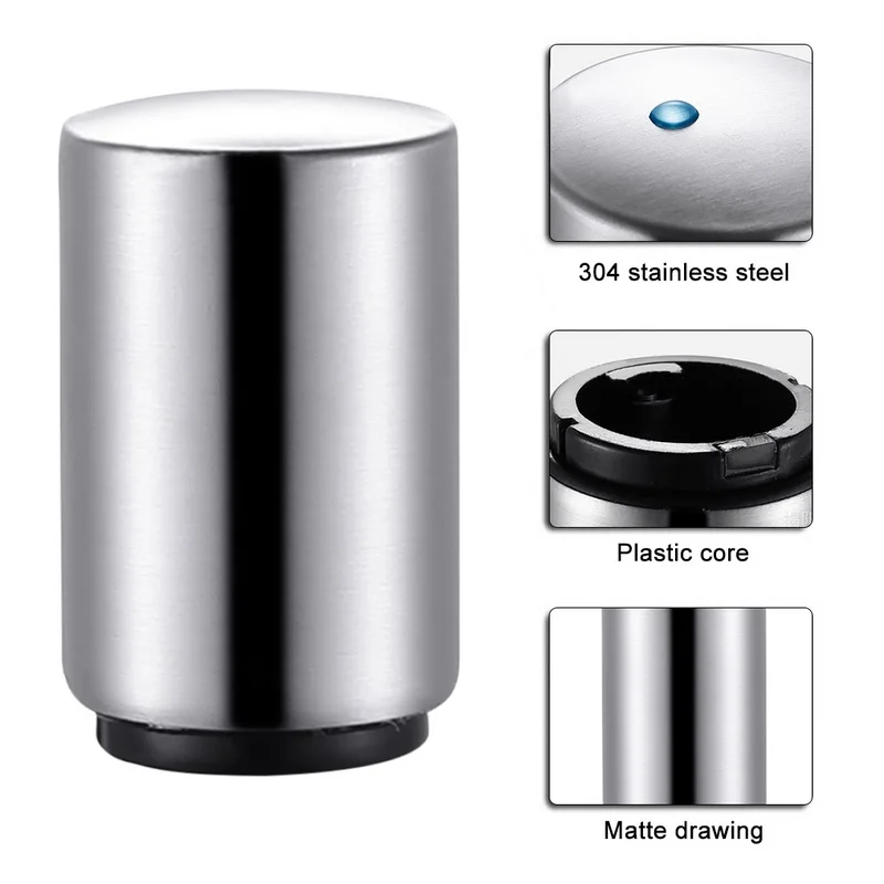 

Automatic Beer Bottle Opener,Magnet Beer Opener,Stainless Steel Push Down Opener Wine Beer Soda Cap Opener Kitchen Accessories