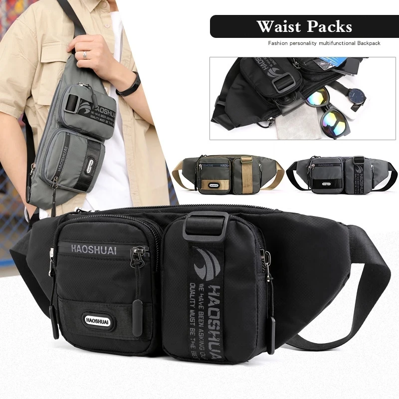 Weysfor Waist Bag Pack Teenager's Travel Phone Pouch for Men Fanny Pack Shoulder Crossbody Bag Wallet for Belt Unisex Hip bags