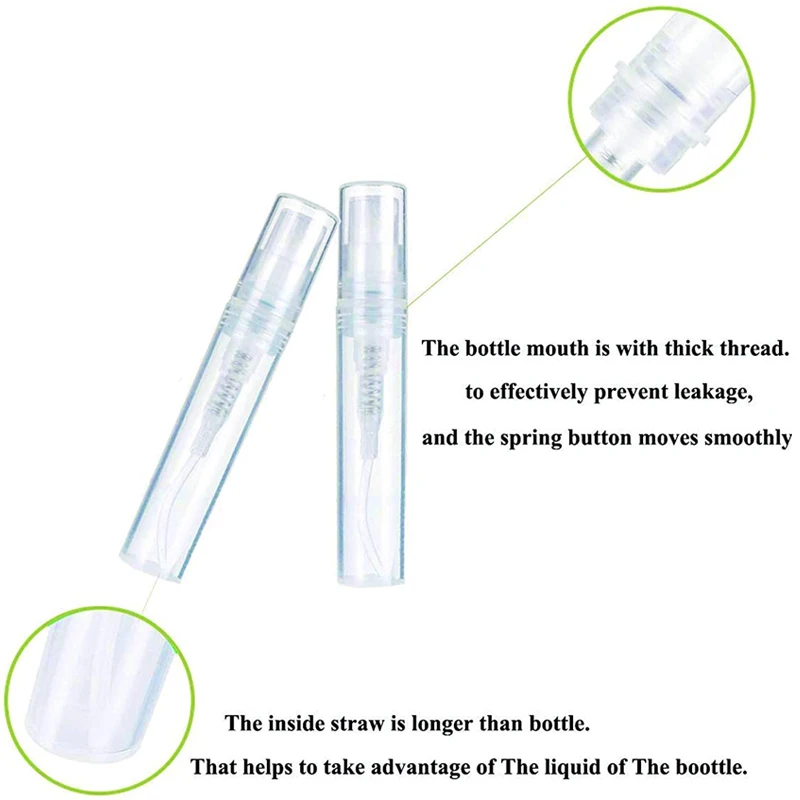 200 шт. прозрачные маленькие пластиковые флаконы-распылители 2 мл 3