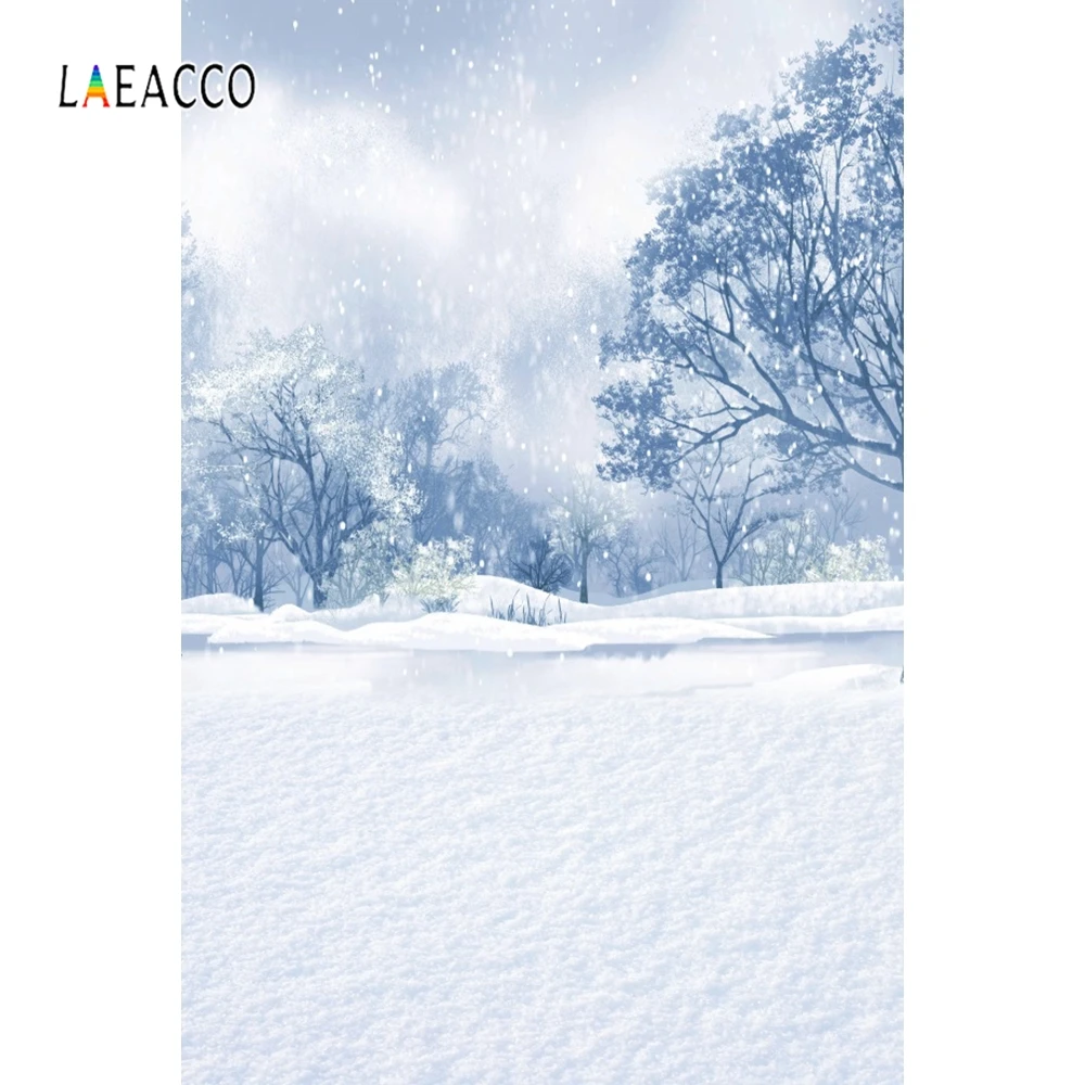 Laeacco Fantasy Winter Snow Pine Trees Scenic Baby Photography Backgrounds Customized Backdrops For Photo Studio | Электроника