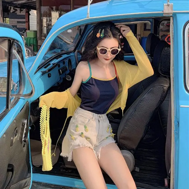 Комплект из 3 предметов Летние повседневные синие женские пальто с тонкими