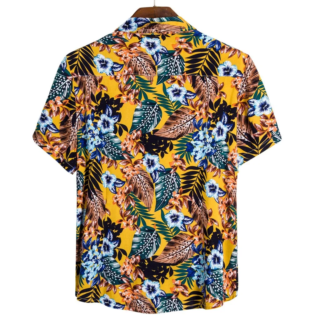 Модная мужская рубашка 2020 Летняя Пляжная блузка с принтом гавайская Свободная