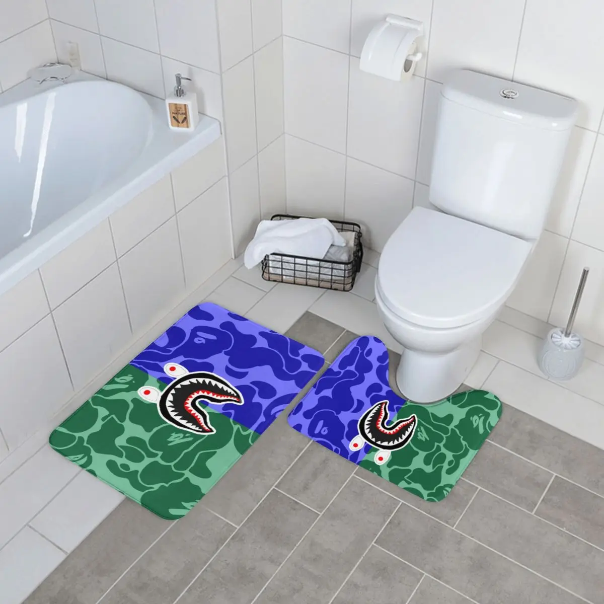 bape 2 piece set of floor mats bathroom non slip bathroom floor mats toilet mats bathroom decoration free global shipping
