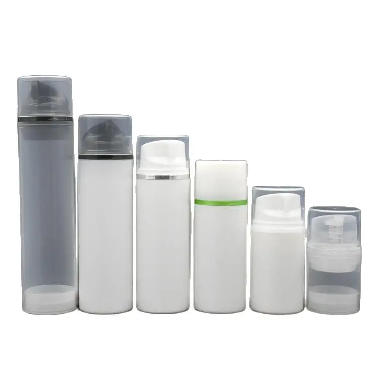 150 мл пластиковая безвоздушная бутылка белый/прозрачный белый корпус/прозрачная