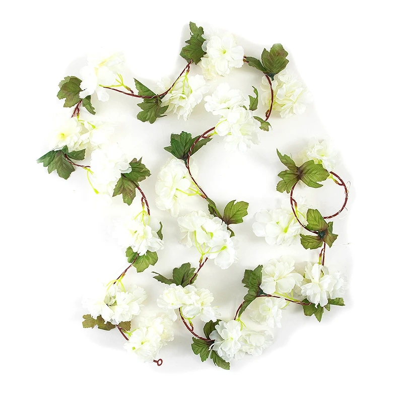 

2,2 м, 25 светодиодов, в форме листьев, ручная работа, искусственные зеленые листья, огни для свадебного украшения, Рождественский венок