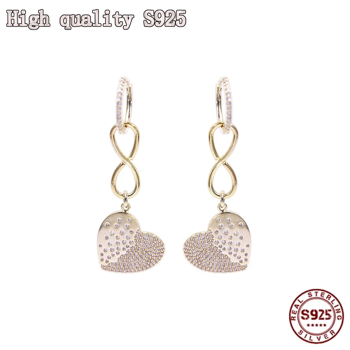 

Fashion Jewelry 2021 New S925 Silver Needle High Quality Love Design Fashion Personality Crystal Long Lady Earrings Wholesale