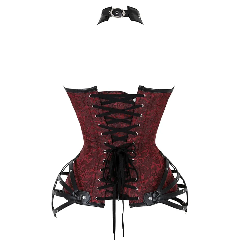 

Women's Gothic Corset Top Overbust Steel Boned Halter Bustier Corset Goth Top Gothic Clothes