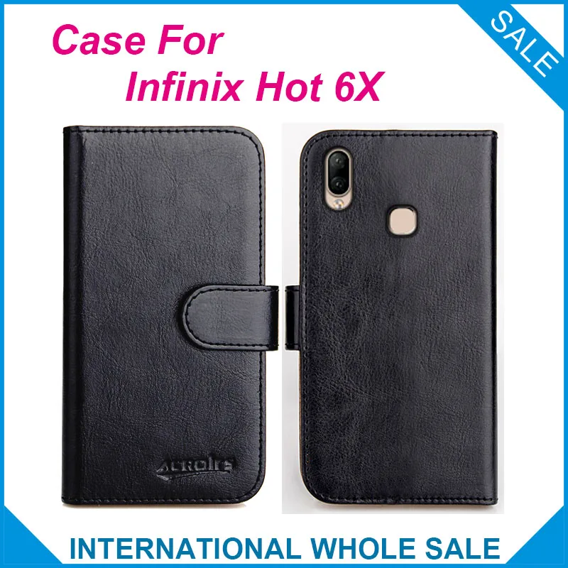 

Original! Infinix Hot 6X Case 6 Colors High Quality Flip Leather Wallet Case For Infinix Hot 6X Cover Slots Phone Bag