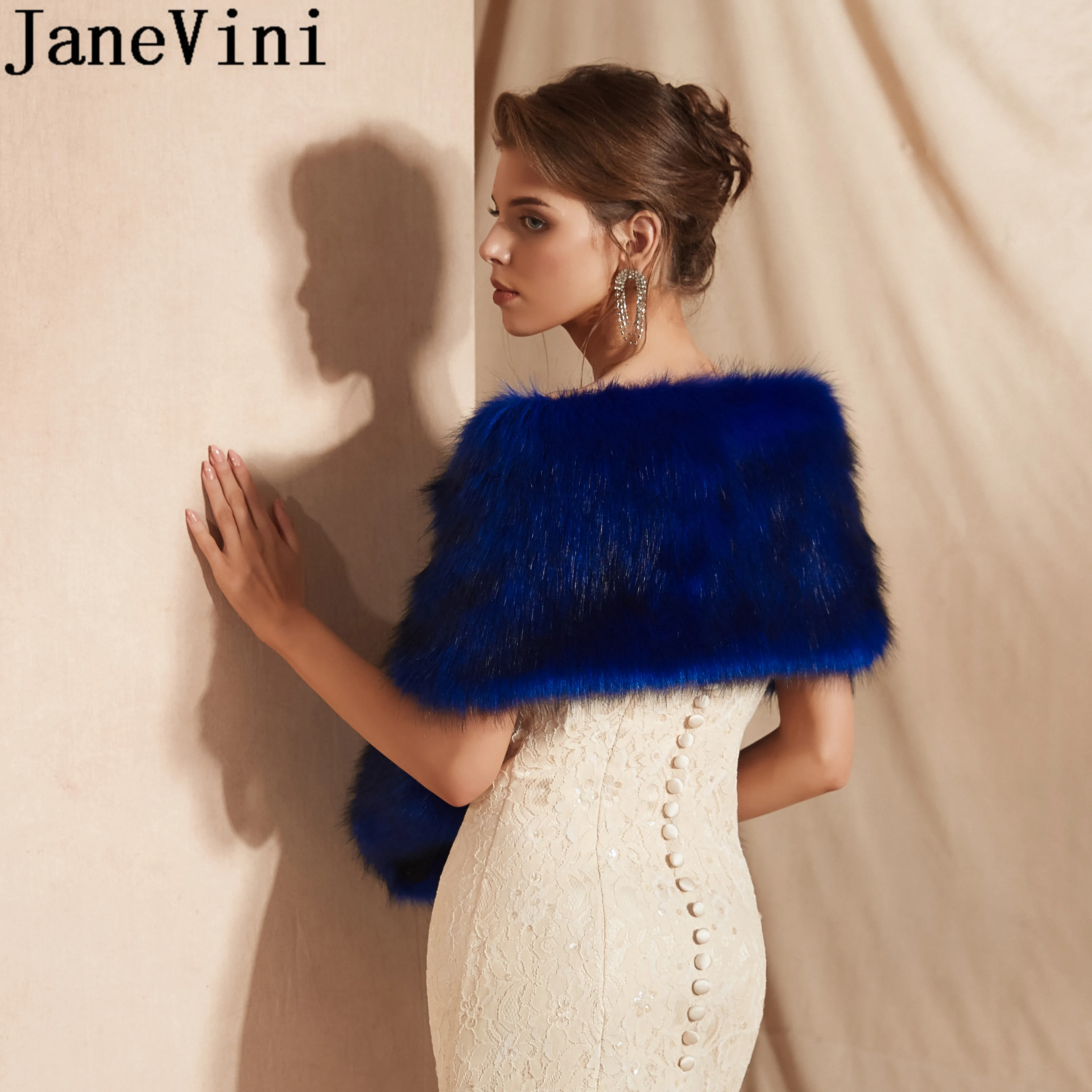 JaneVini элегантные меховые Свадебные накидки женские зимние из искусственного меха