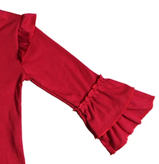 2019 модная однотонная Новая детская футболка с длинными рукавами и оборками