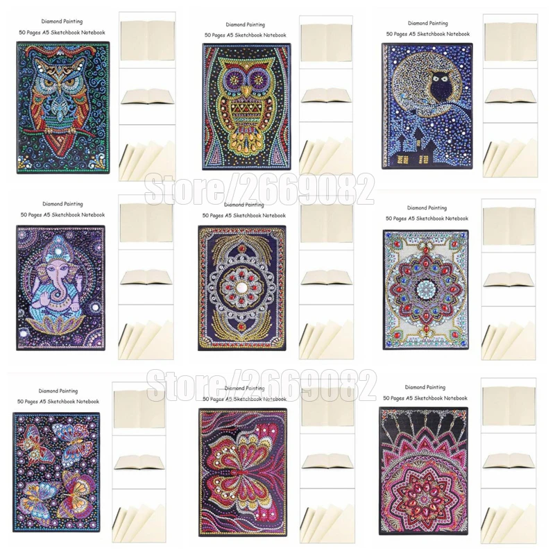 В форме алмаза 5D DIY Алмазная картина животное сова бабочка дневник эскиз этот