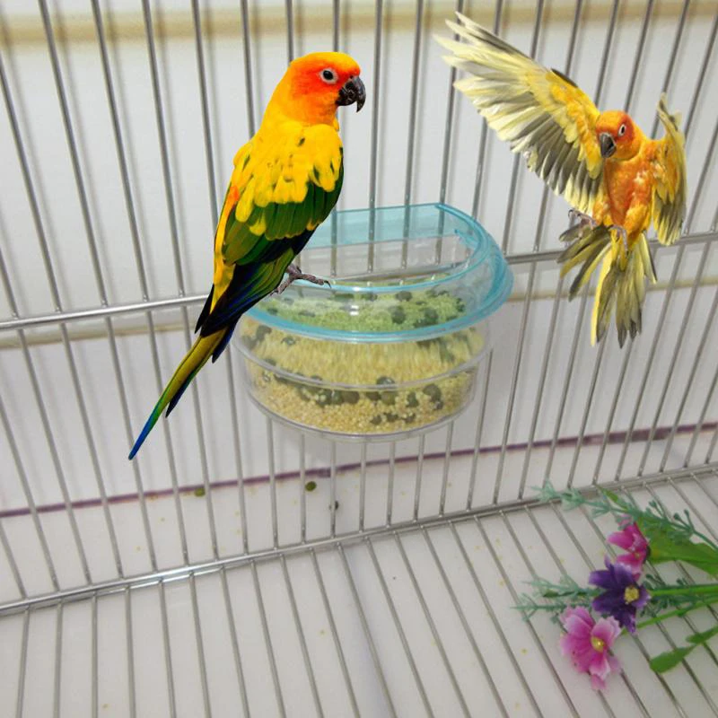 Прозрачный поднос для кормления птиц подвесной голубей чашка птицы попугай с защитой от распыления клетка