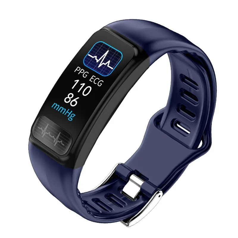 Blue ECG PPG смарт-браслет здоровья спорт IP67 Водонепроницаемый сердечный ритм кровяное давление фитнес-трекер умный браслет для мужчин и женщин - Цвет: Blue