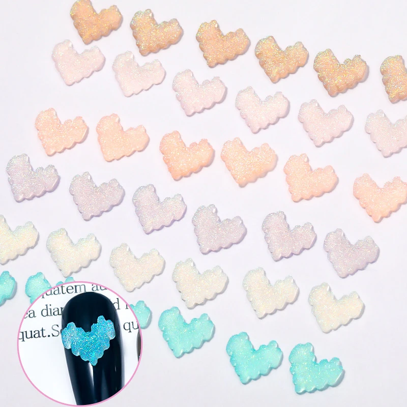 

10PCS Nail Art Peach Heart Color Stones Flat Bottom DIY Decoration Manicure Tips Accessory Nail Art Tools