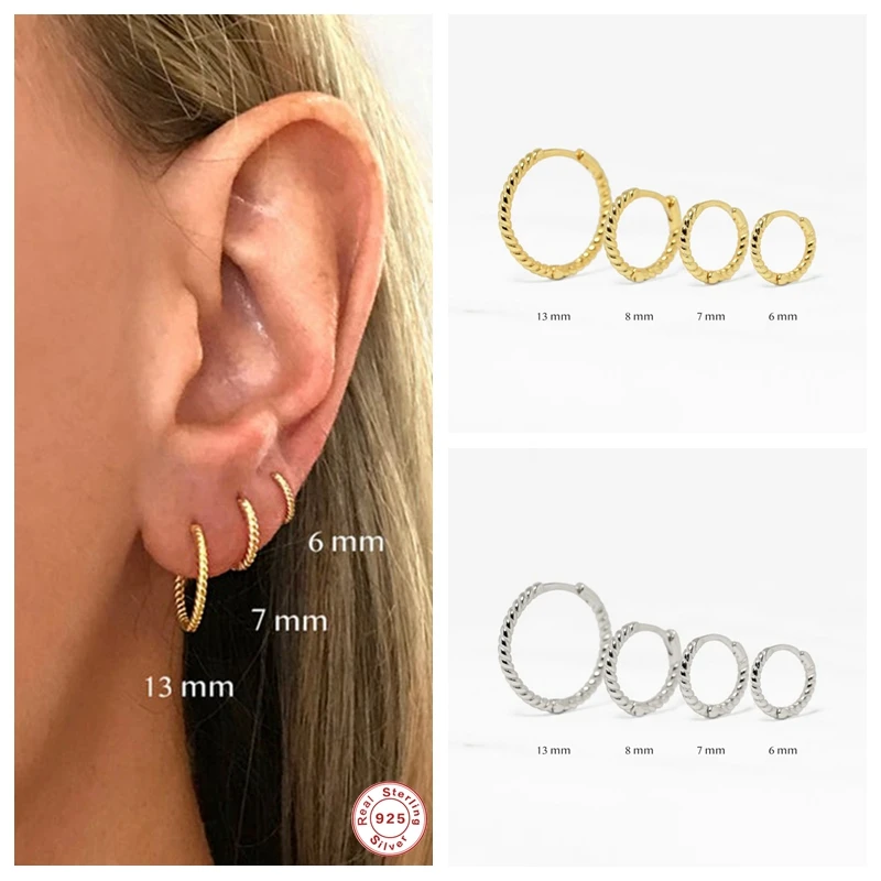 CANNER 925 Sterling Silver Ear Bone Round Circle Earrings Stud Earrings for Women Girl Men Party Wedding Fine Earring Jewelry