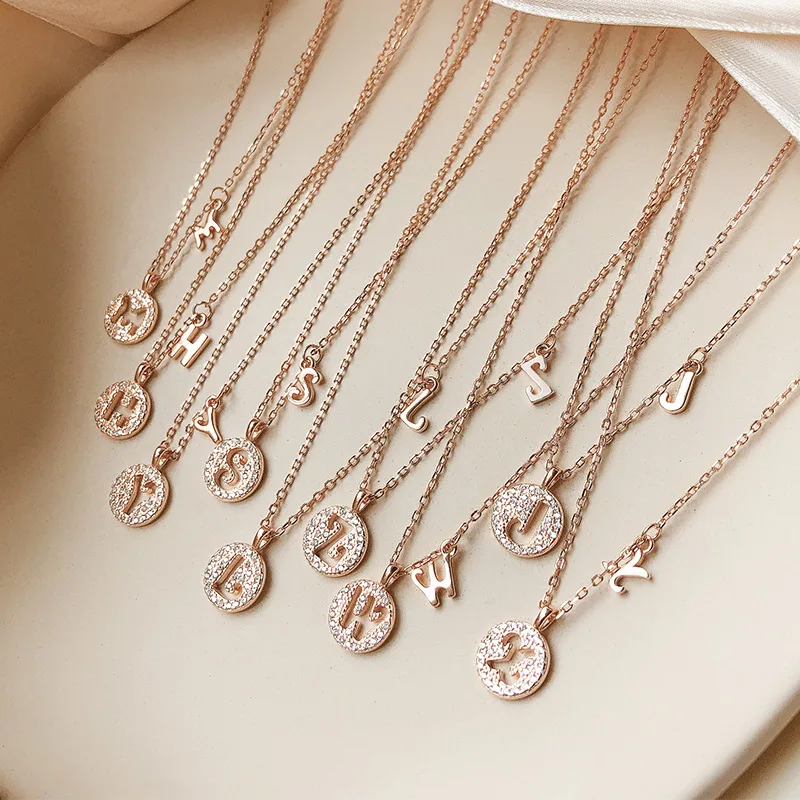

New 925 custom letter round brand pendant necklace design sense niche female clavicle chain light luxury 2021 necklace