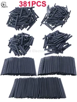 381pcs black 21 heat shrink tubing insulation shrinkable tube sleeving assortment polyolefin ratio wrap wire cable sleeve kit