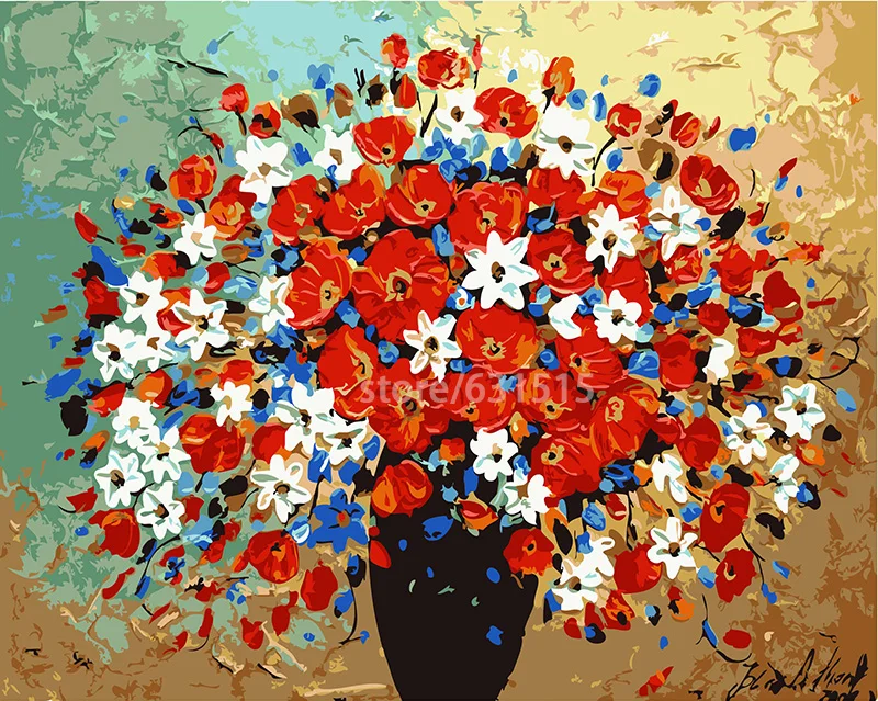 Цветочная ваза цветок как картина маслом искусство дома Метопа украшение по