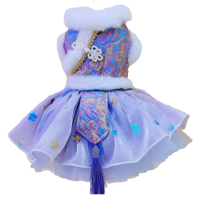 

Chinese New Year Dog Clothing Dress Coat Tang Suit Winter Warm Dog Clothes Cheongsam Cat Puppy Apparel Bichon Poodle Pet Outfit