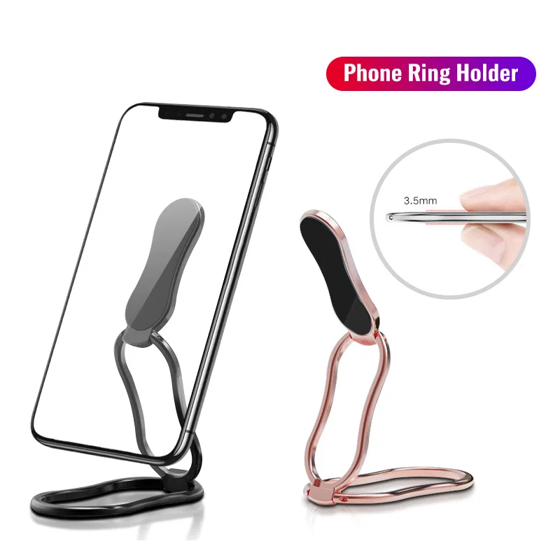 

ANMONE Foldable Finger Ring Phone Holder Zinc Alloy Adjustable Table Cellphone Bracket Desktop Phone Mount Phone Accessories
