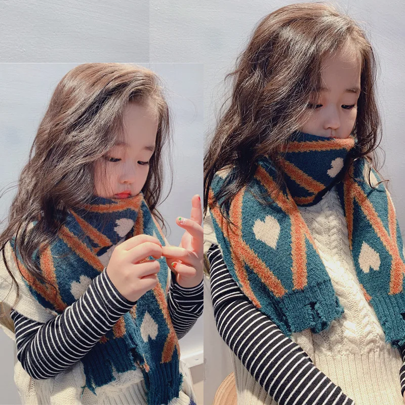 

New Autumn Winter Children Tassel Scarves Knitted Wool Baby Warm Long Scarf Warp Boys Girls Velvet Scarf Shawl Kids Neck Collar