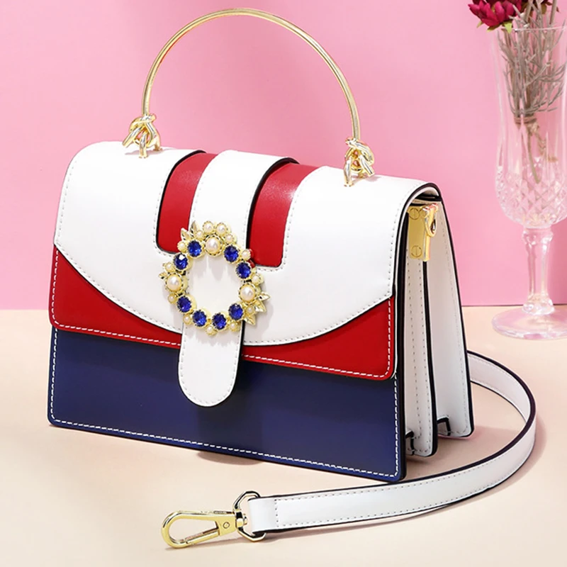 

Элегантный роскошный модный кошелек FourAm с верхней ручкой, женская сумка через плечо с кристаллами и застежкой