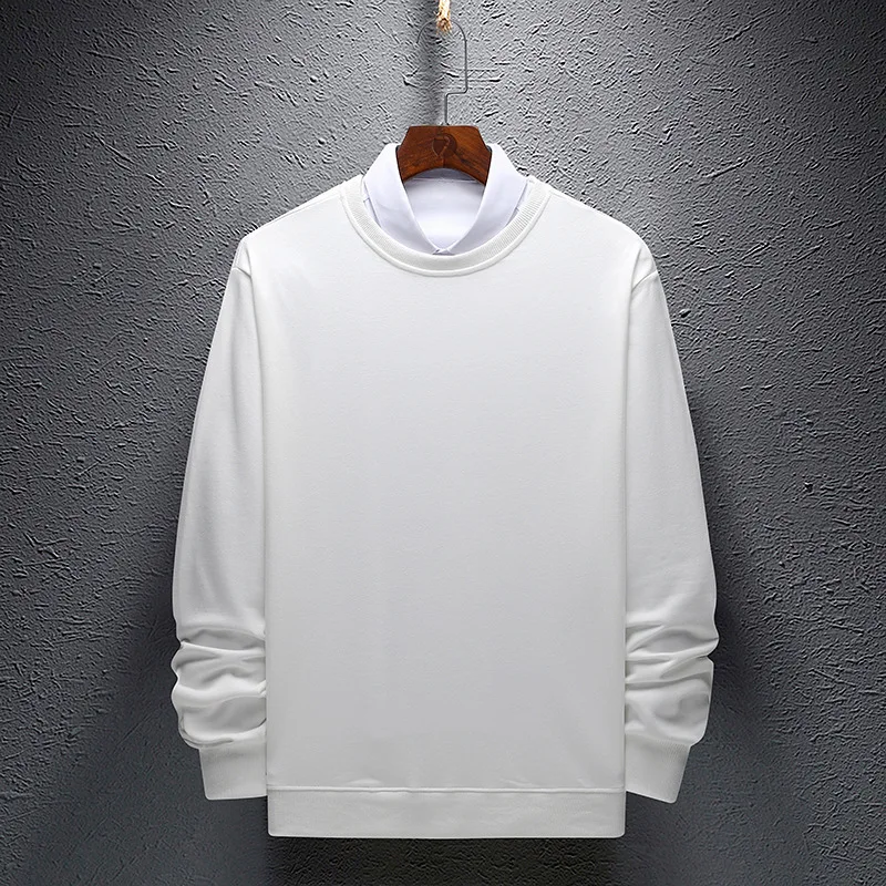 

Solid Sweatshirt Men 2020 New Cotton Casual Pullover O-neck Loose Long Sleeve Oversized Warm Top Ribbed Hem Mens Coat 4XL