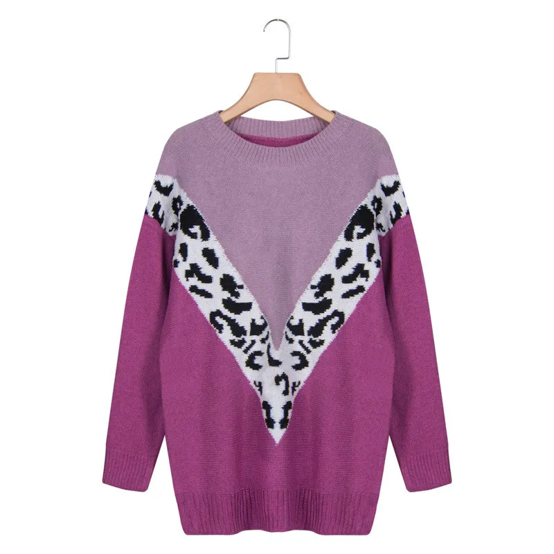 

Plus Size Women Sweater 2020 Autumn Pullover Casual Knitted Leopard Women Korean Sweaters