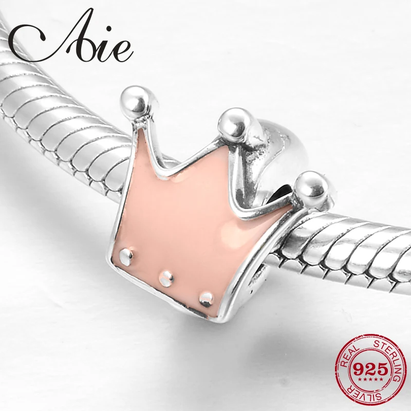 925 пробы серебряный розовый красивый спейсер в виде короны пробка прекрасные