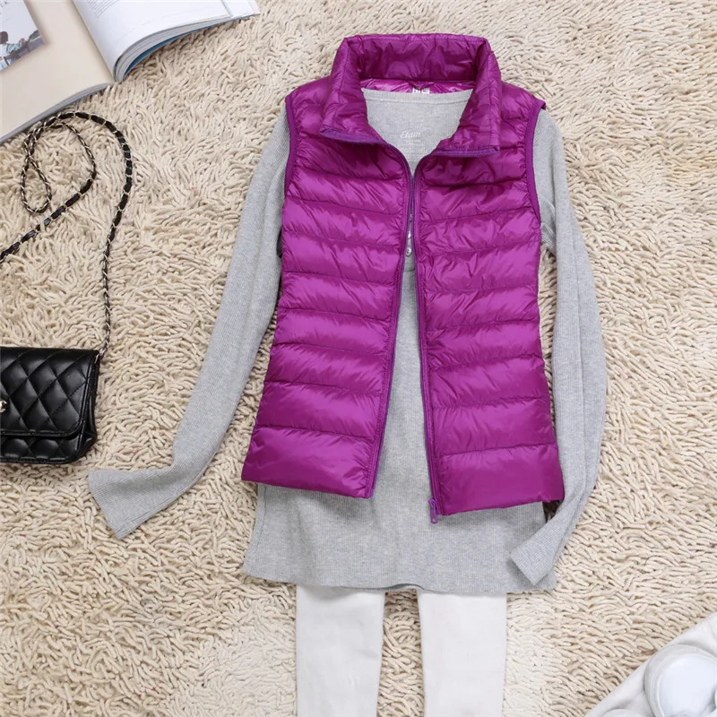 Женский ультра-светильник осенне-зимний жилет без рукавов на утином пуху