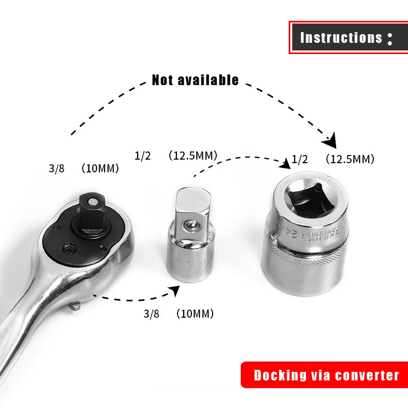 

Hi-Spec 1/4 3/8 1/2 Ratchet Socket Adapter Universal Socket Set Hex Bit Adapter Converter Multitools Torque Wrench Tool Set