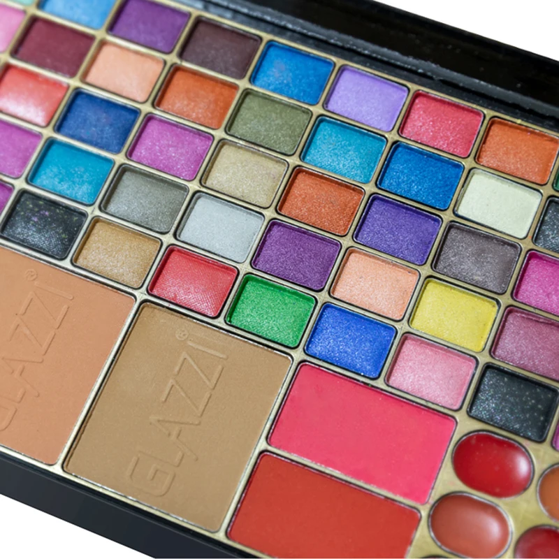 Тени для век румяна набор ремонта пудры 63 цвета с кисточкой теней