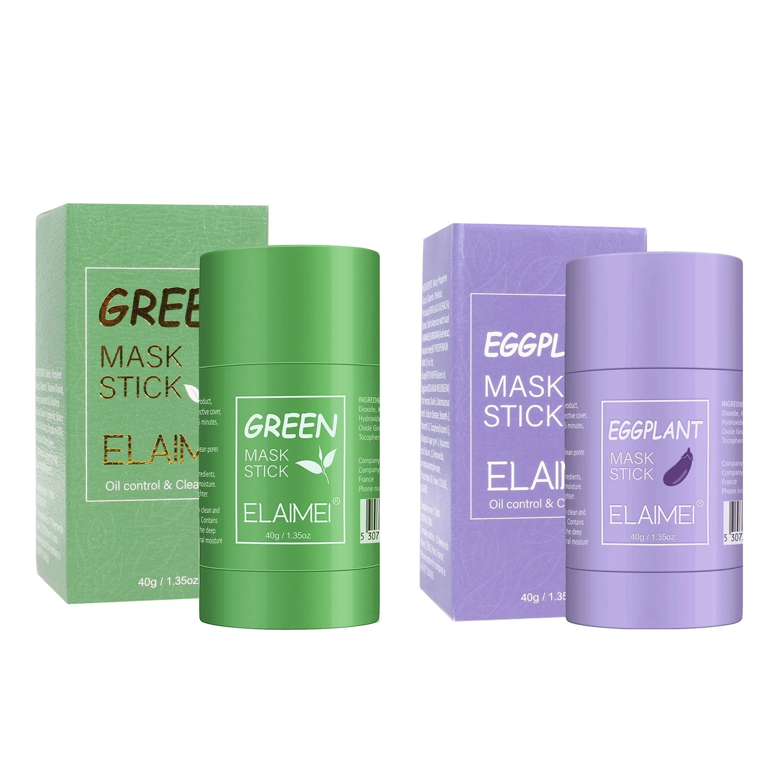 

Green Tea Eggplant Mask Stick Solid Oil Control Cleansing Mask Oil Control Moisturizing Acne Remover