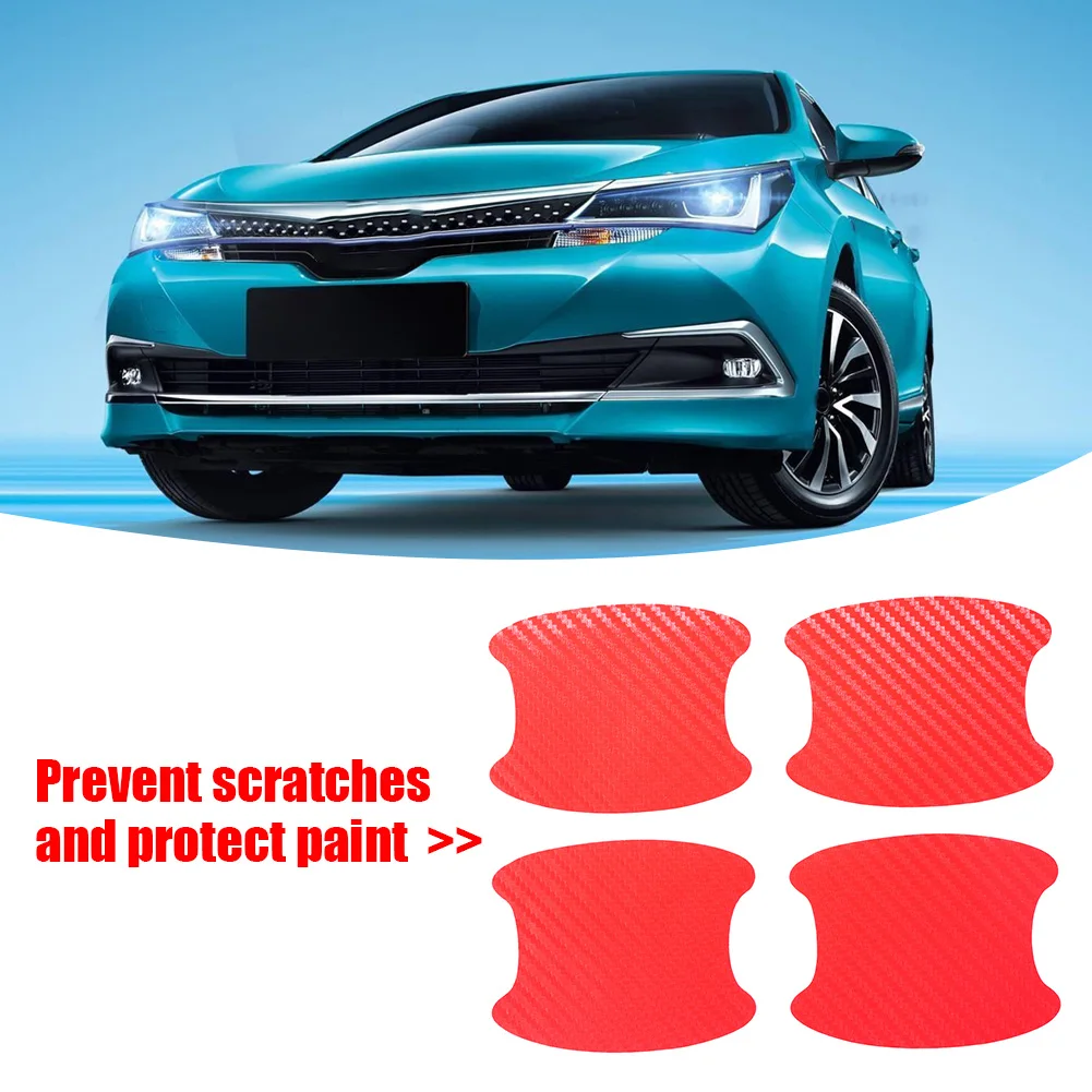 

4pcs Carbon Fiber Auto Door Handle Stickers Strong Wear Resistance Anti Scratch Car Exterior Decoration Interior Accessories