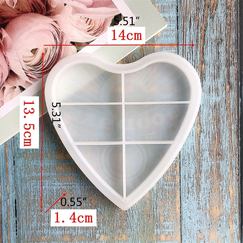 

Y1UE Game Tray Epoxy Resin Mold Heart Shape Serving Board Plate Coaster Silicone Mould DIY Crafts Home Decorations Casting Tools
