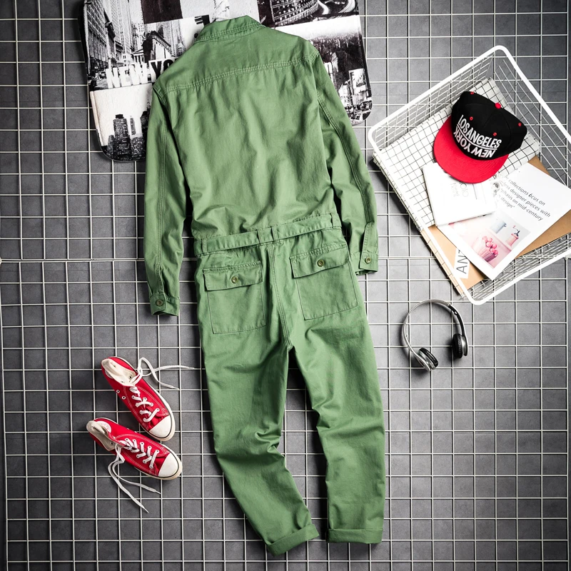Harajuka мальчик друг стиль однобортный мужской комбинезон пояса карманы Винтаж