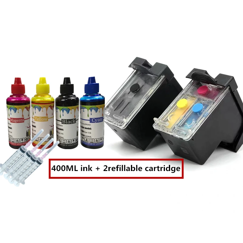 65 многоразового картриджа+ 4 бутылки чернил совместимый для hp Deskjet 3720 3722 3723 3732 3752 3755 3730 3758 принтеров