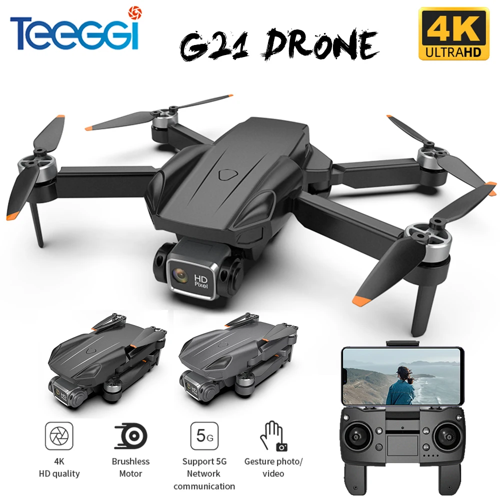 Teeggi G21 мини Дрон 4K HD Двойная камера оптический поток двойной объектив 5G WiFi FPV