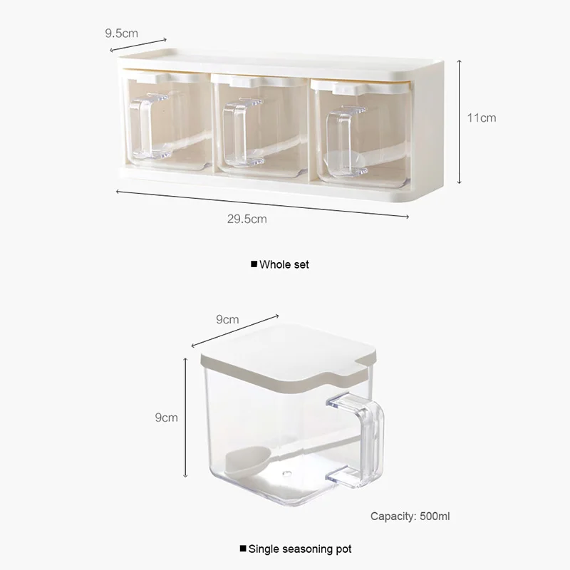 

Vertically Rotatable Storage Seasoning Boxes Spice Jar Bottle With Handle And Spoon Kitchen Storage Container Herb Spice Tools