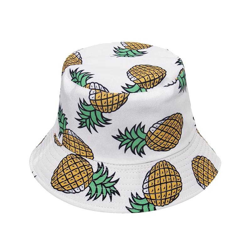 

FOXMOTHER New Fashion White Black Pineapple Bucket Hats For Women Summer Fishing Hat