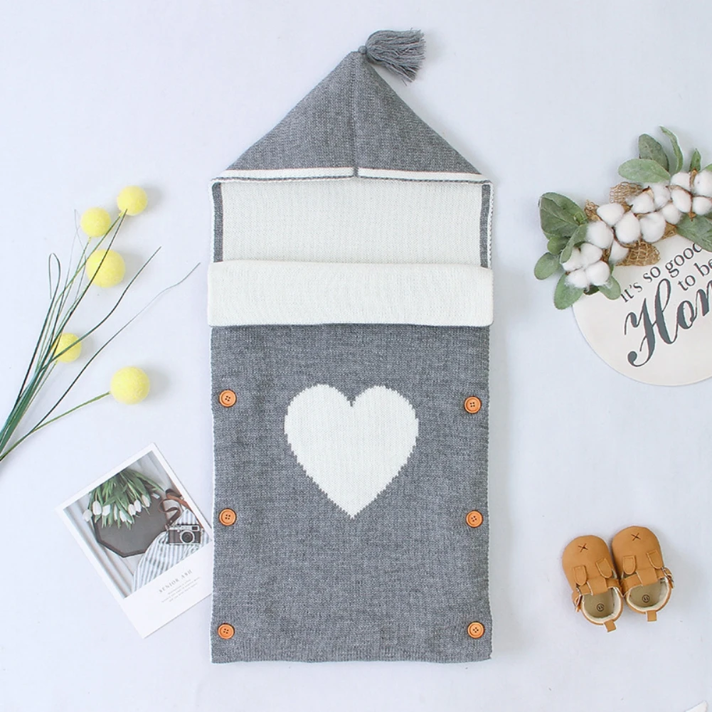 

Warm Baby Blanket Knitted Sleeping Bag Blanket Newborn Swaddle Wrap Soft Footmuff Cotton Envelope Stroller Infant Accessories