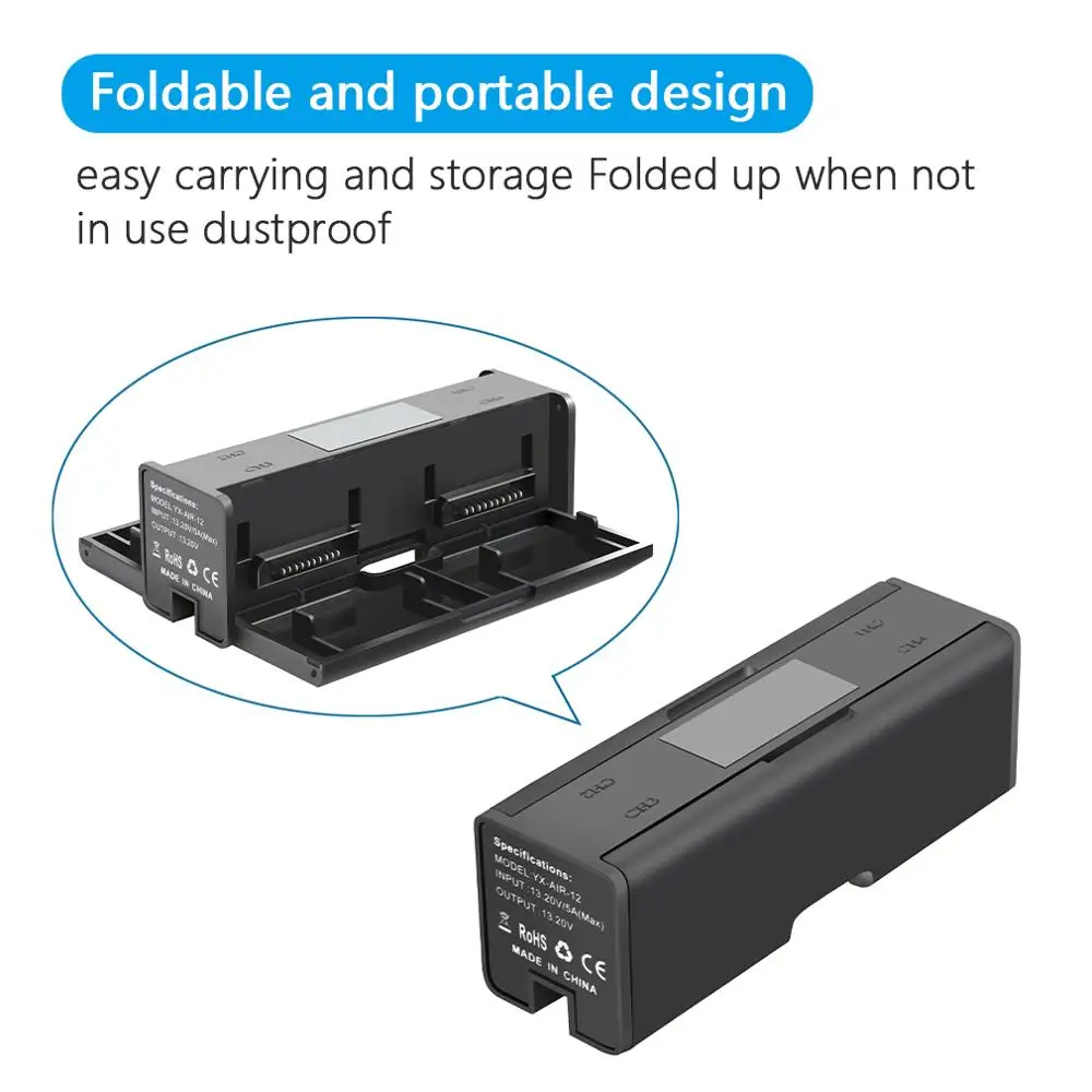 4 в 1 Портативный складное зарядное устройство usb хаб для Mavic Air 2/ 2S Дрон Батарея