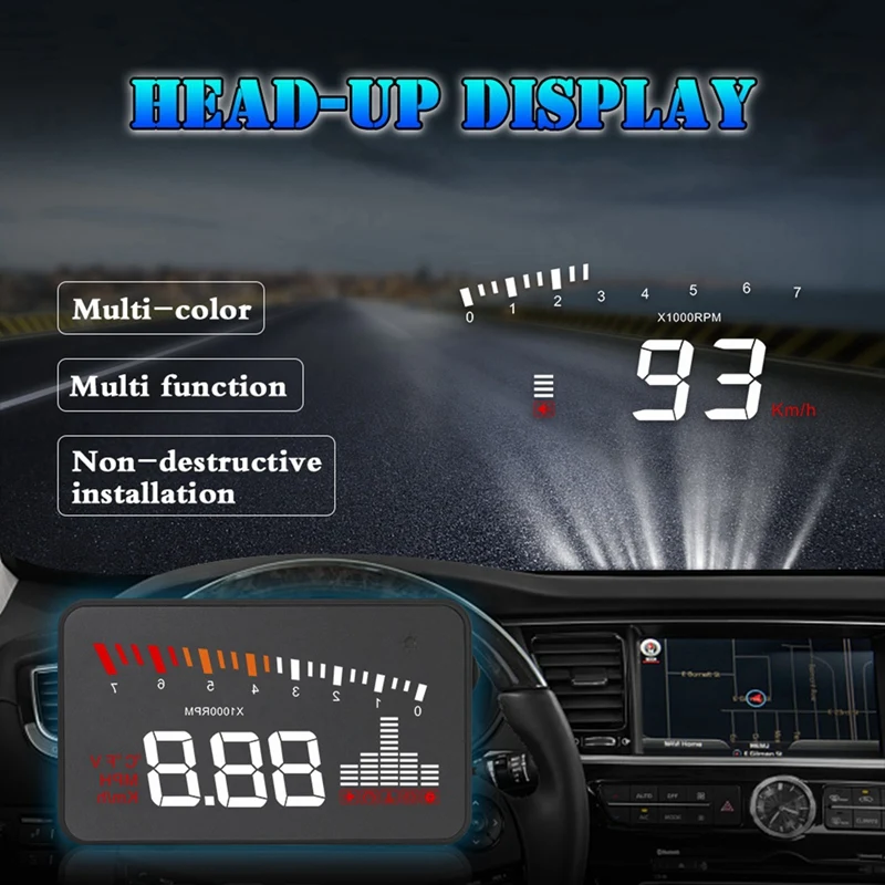 

Auto Electronic Voltage Alarm 3.5 HUD Head-Up Display & Car Multimedia Button Knob Cover For-BMW 1 3 5 Series F10 F20