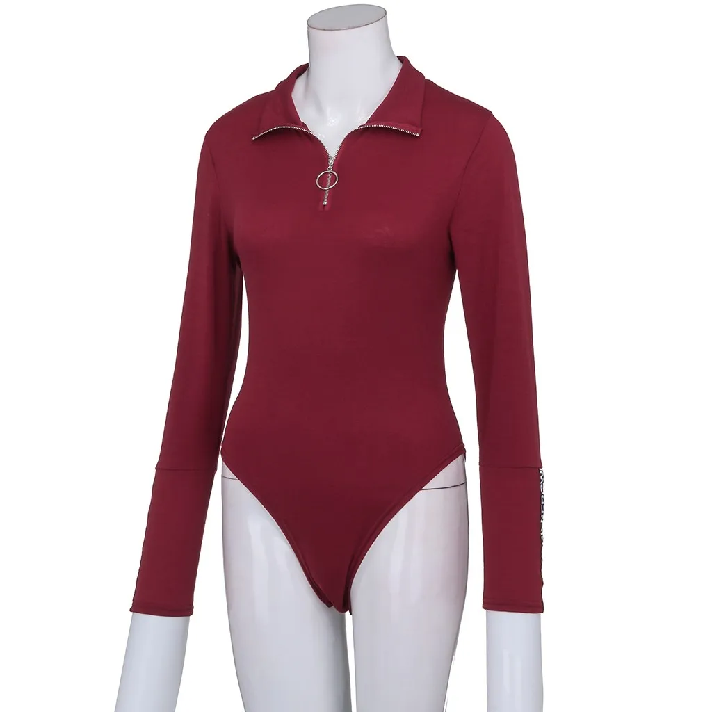 Женский Облегающий комбинезон на молнии повседневный красный черный зеленый с