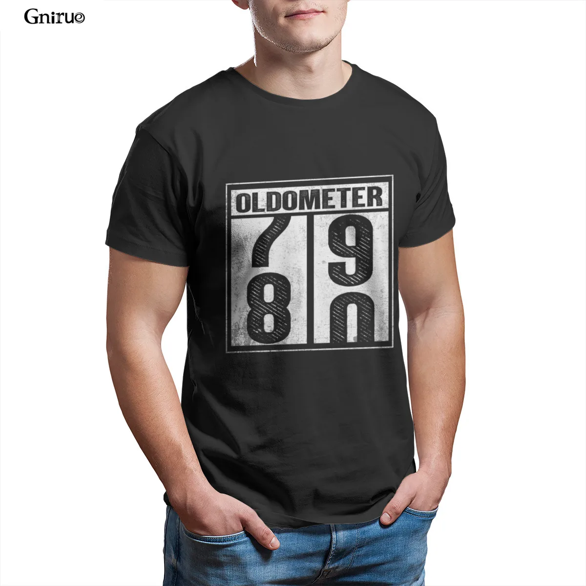

Wholesale 80th Birthday Funny Gift Oldometer 79-80 Unisex Tri-Blend T-Shirt Gothic Groot Tops New Men Clothing 99683