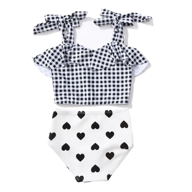 

Baby Girl 3 Piece Sunscreen Swimsuit Suit Sleeveless Printed Bikini UPF50+ Beach Swimsuit 2-8T
