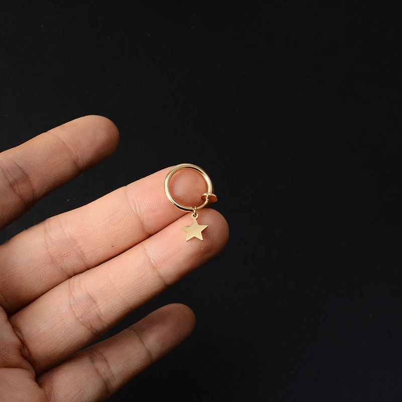Нержавеющая сталь выдвижной серьги звезда розового золота Луна поддельный