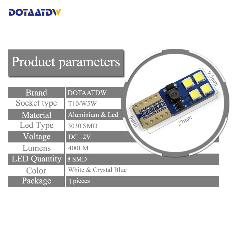 DOTAATDW 1x новый Автомобильный светодиодный T10 Canbus W5W без ошибок клиновидный