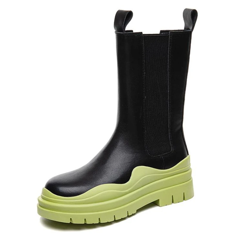 

Ботинки Челси женские зимние из натуральной кожи, шикарные Полусапожки без застежки, на массивной платформе